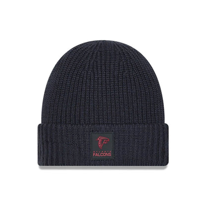 This is a Atlanta Falcons NFL Sideline 2025 Charcoal Cuff Knit Beanie Hat 1
