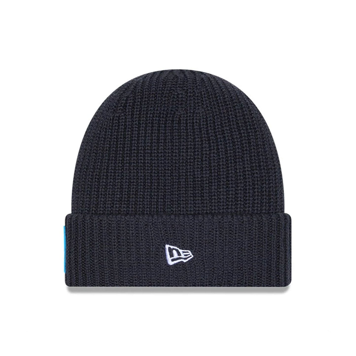 This is a Carolina Panthers NFL Sideline 2025 Charcoal Cuff Knit Beanie Hat 2