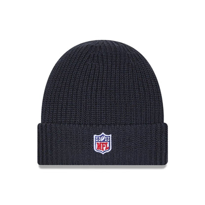 This is a Carolina Panthers NFL Sideline 2025 Charcoal Cuff Knit Beanie Hat 3