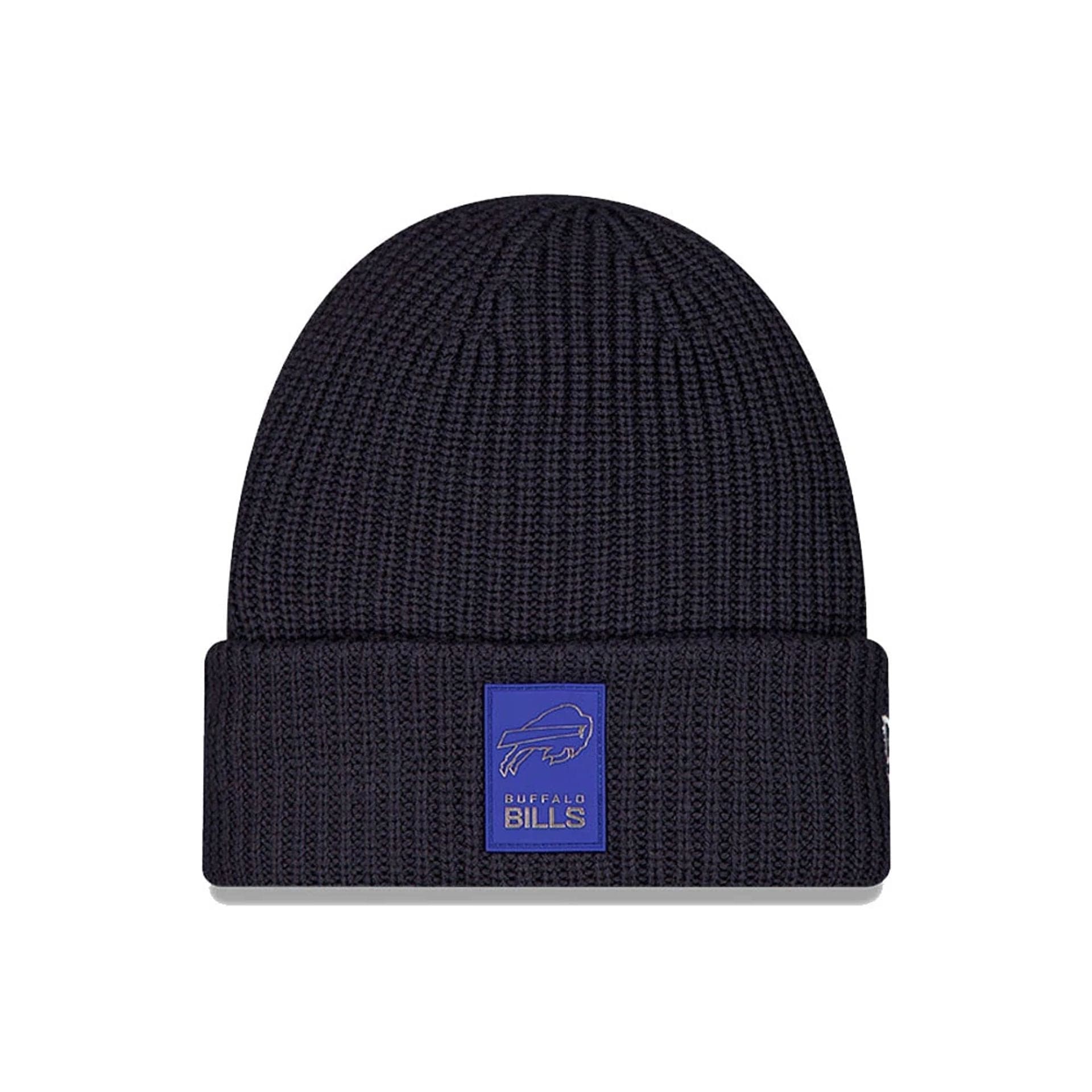 This is a Buffalo Bills NFL Sideline 2025 Black Cuff Knit Beanie Hat 1