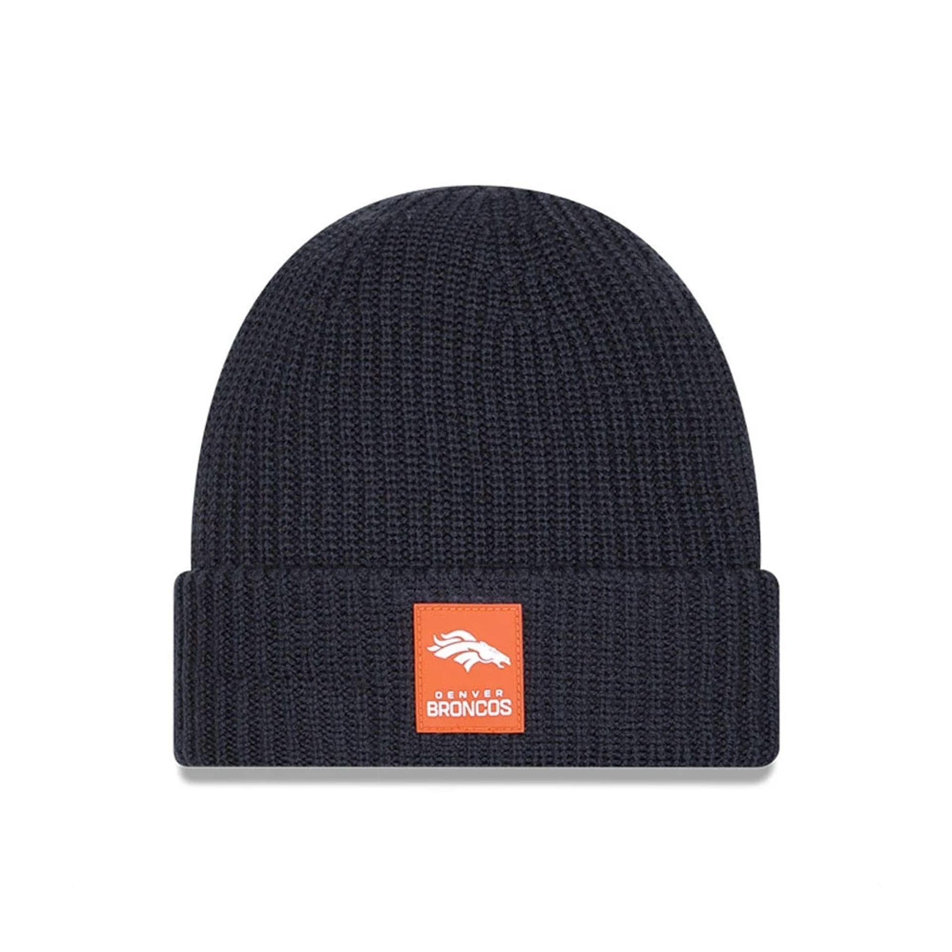 This is a Denver Broncos NFL Sideline 2025 Charcoal Cuff Knit Beanie Hat 1
