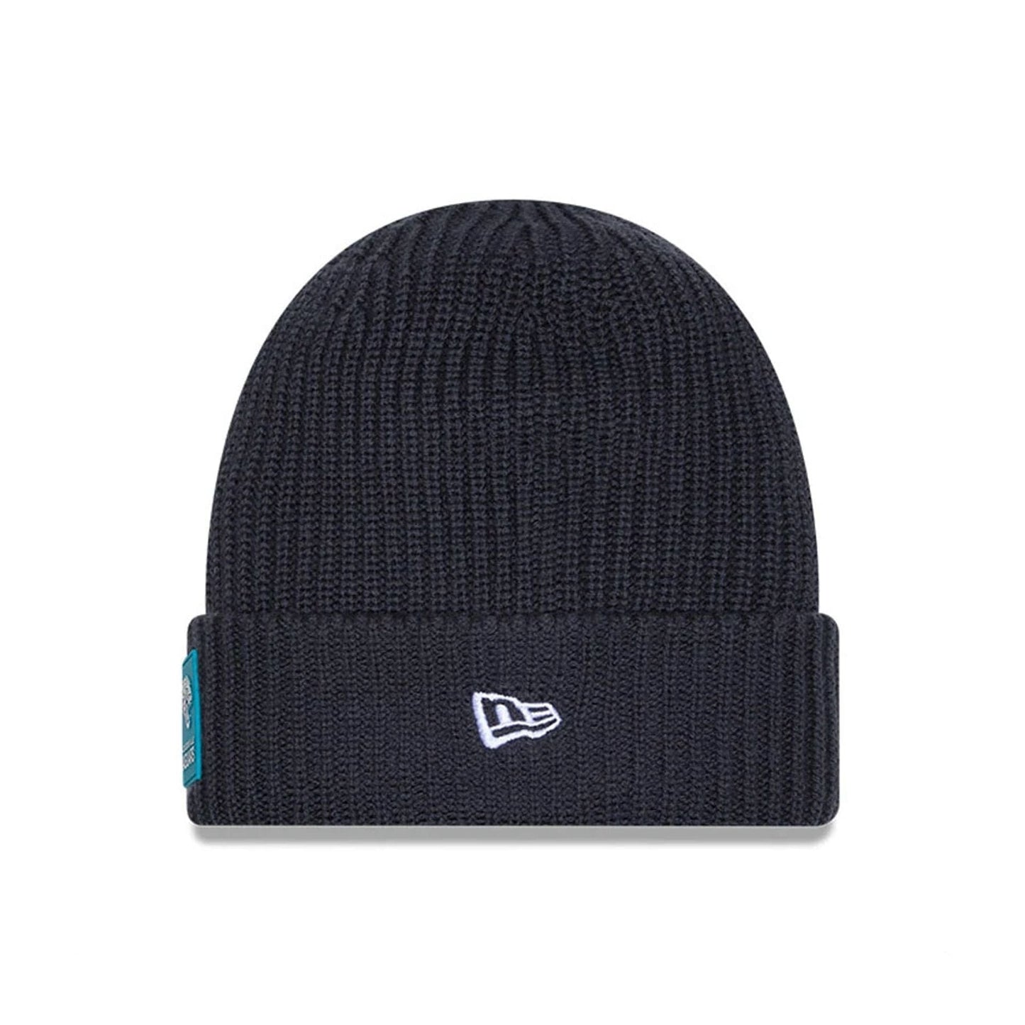 This is a Jacksonville Jaguars NFL Sideline 2025 Charcoal Cuff Knit Beanie Hat 2