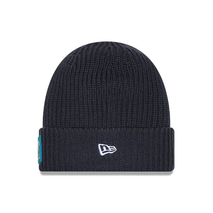 This is a Jacksonville Jaguars NFL Sideline 2025 Charcoal Cuff Knit Beanie Hat 2