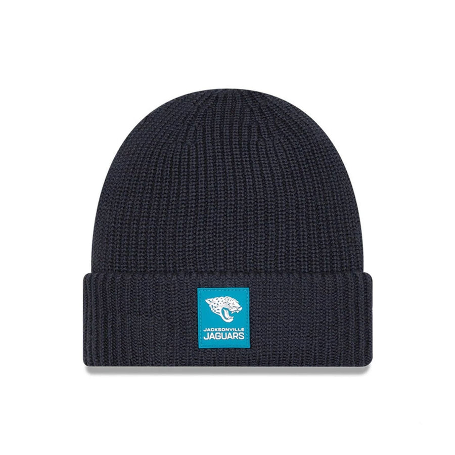 This is a Jacksonville Jaguars NFL Sideline 2025 Charcoal Cuff Knit Beanie Hat 1