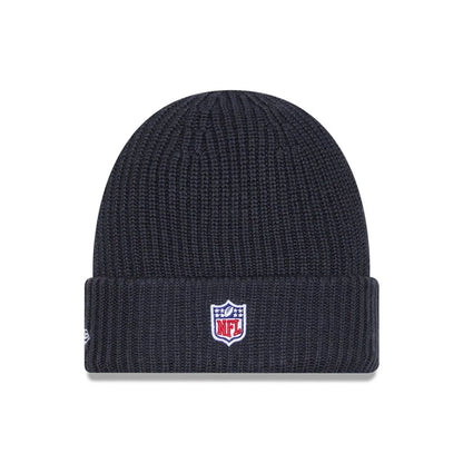 This is a Las Vegas Raiders NFL Sideline 2025 Charcoal Cuff Knit Beanie Hat 3