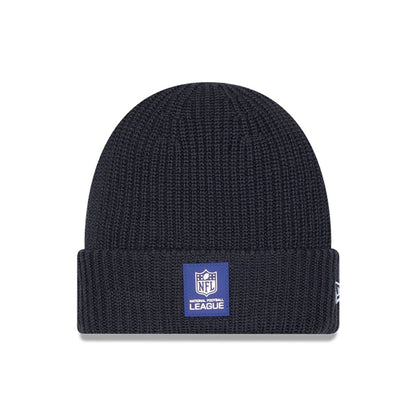 This is a Official Logo NFL Sideline 2025 Charcoal Cuff Knit Beanie Hat 1