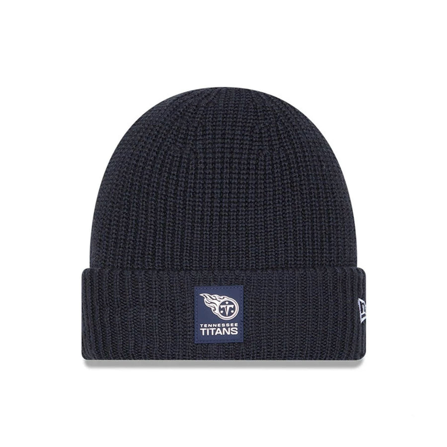 This is a Tennessee Titans NFL Sideline 2025 Charcoal Cuff Knit Beanie Hat 1