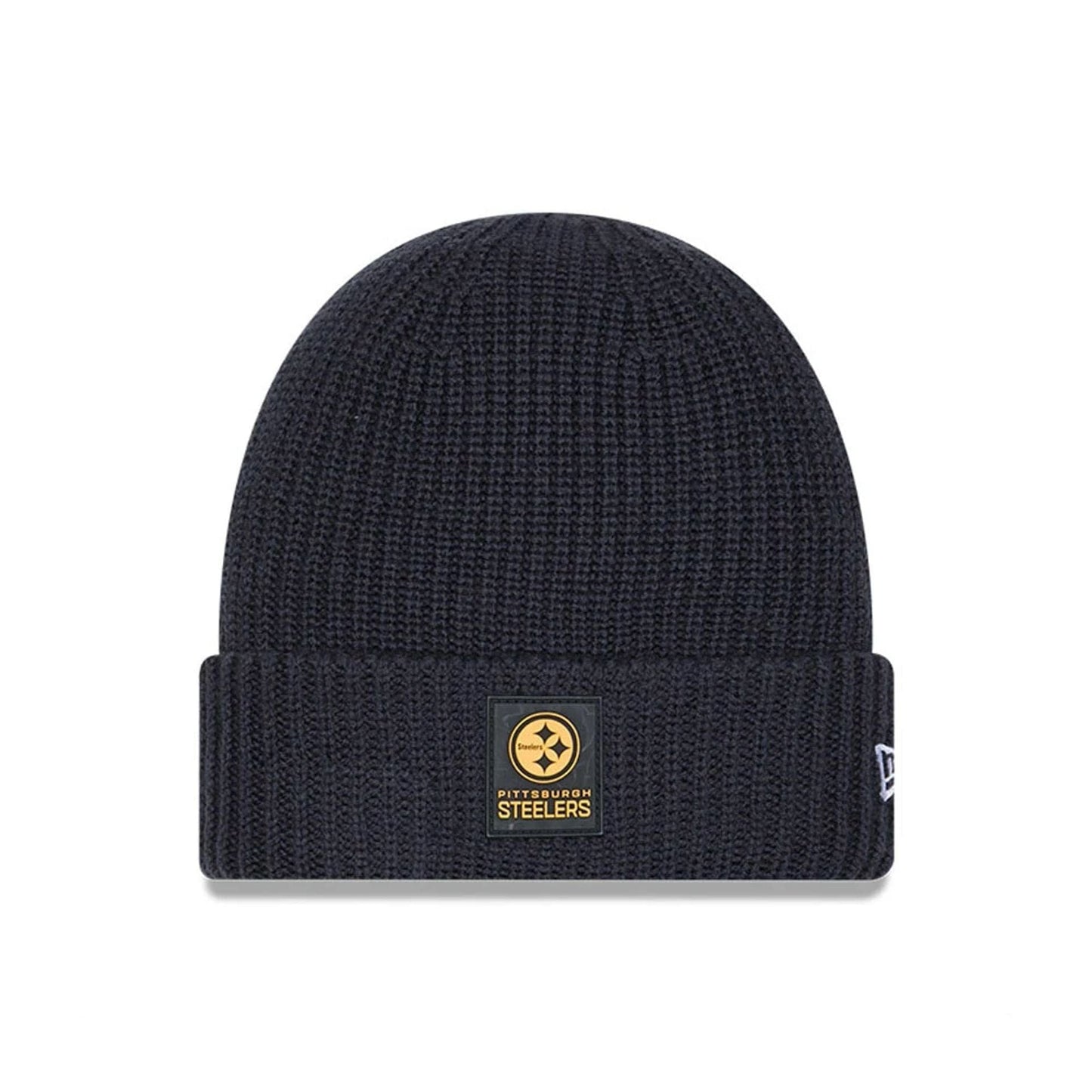 This is a Pittsburgh Steelers NFL Sideline 2025 Charcoal Cuff Knit Beanie Hat 1