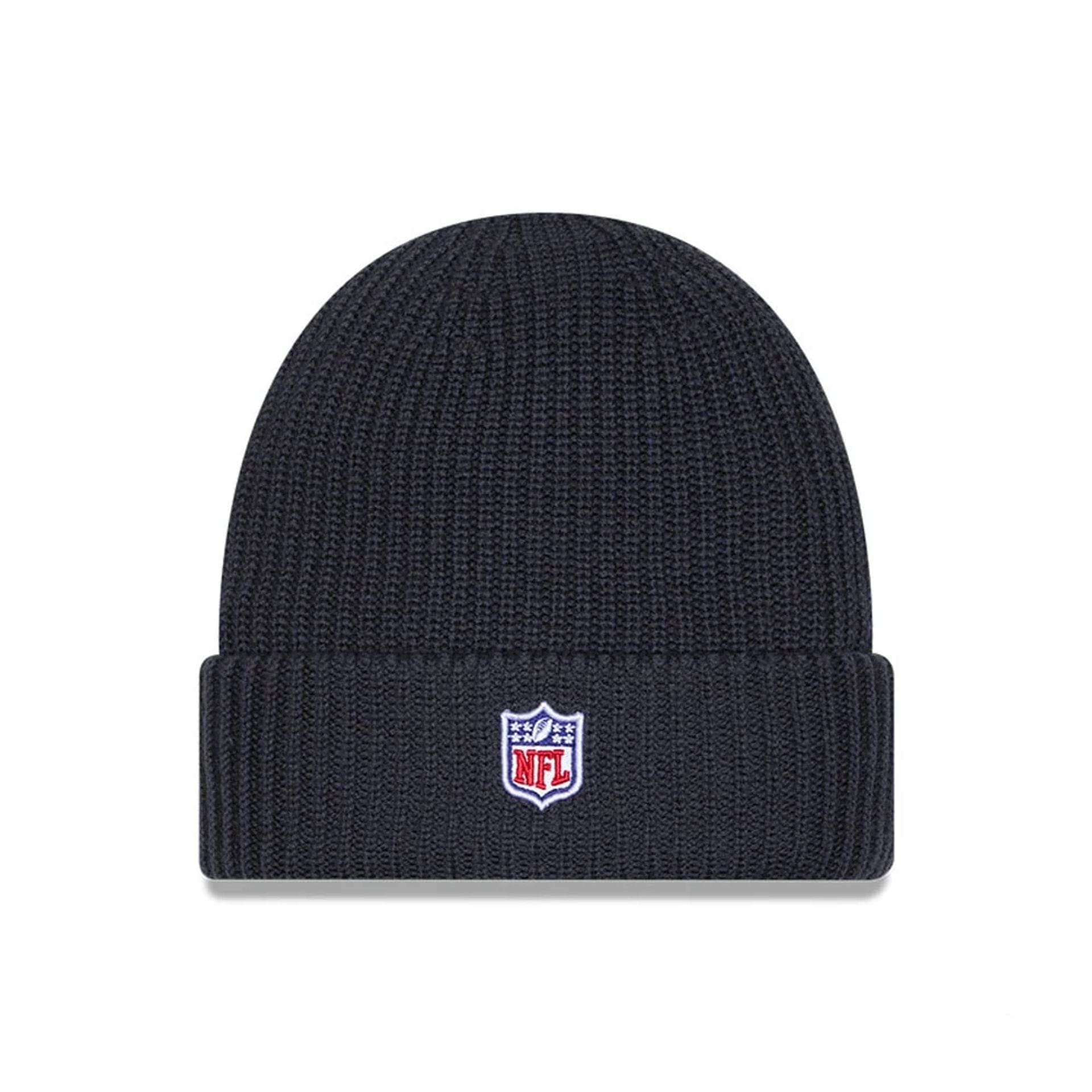 This is a San Francisco 49ers NFL Sideline 2025 Charcoal Cuff Knit Beanie Hat 3