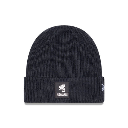 This is a Cleveland Browns NFL Sideline Charcoal Cuff knit Beanie Hat 1