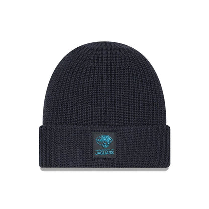 This is a Jacksonville Jaguars NFL Sideline Charcoal Cuff knit Beanie Hat 1
