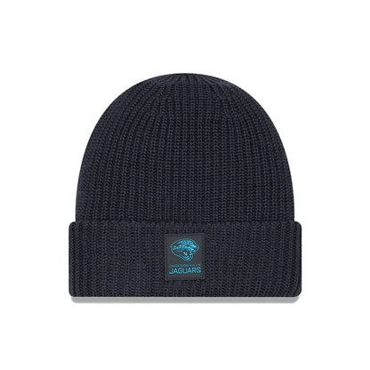 This is a Jacksonville Jaguars NFL Sideline Charcoal Cuff knit Beanie Hat 1