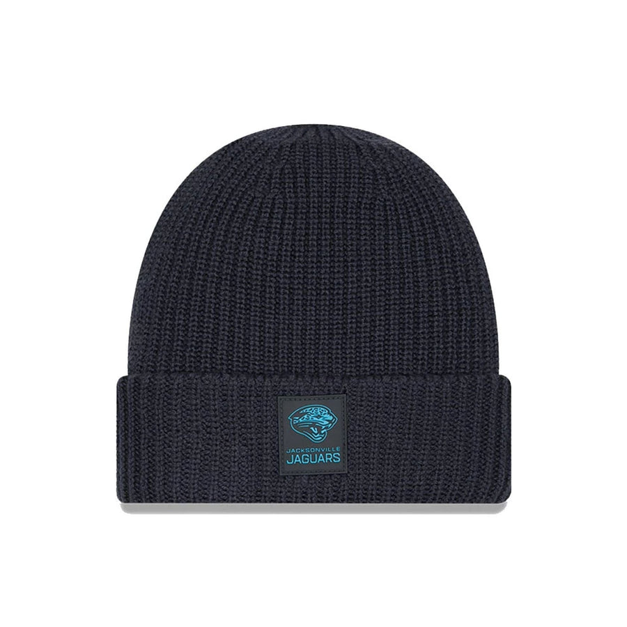 This is a Jacksonville Jaguars NFL Sideline Charcoal Cuff knit Beanie Hat 1