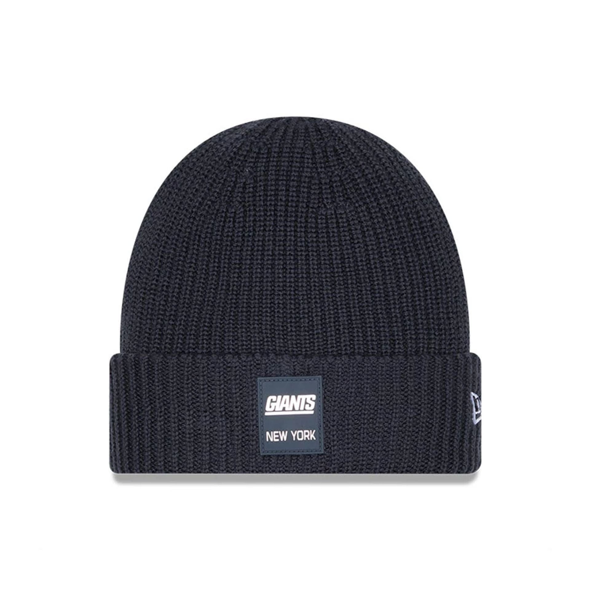 This is a New York Giants NFL Sideline Charcoal Cuff knit Beanie Hat 1