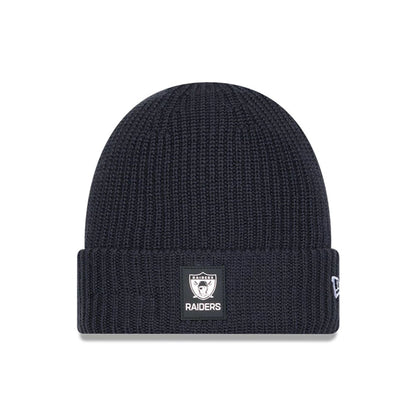 This is a Oakland Raiders NFL Sideline Charcoal Cuff knit Beanie Hat 1