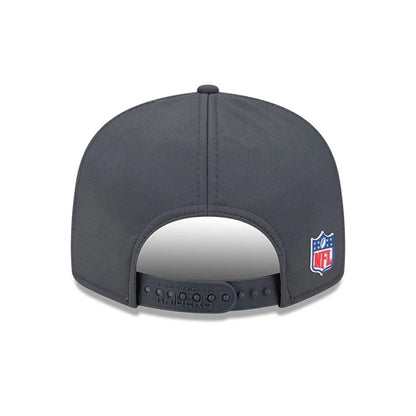 This is a Las Vegas Raiders NFL Sideline Charcoal 9FIFTY Split Panel Snapback Adjustable Cap 7