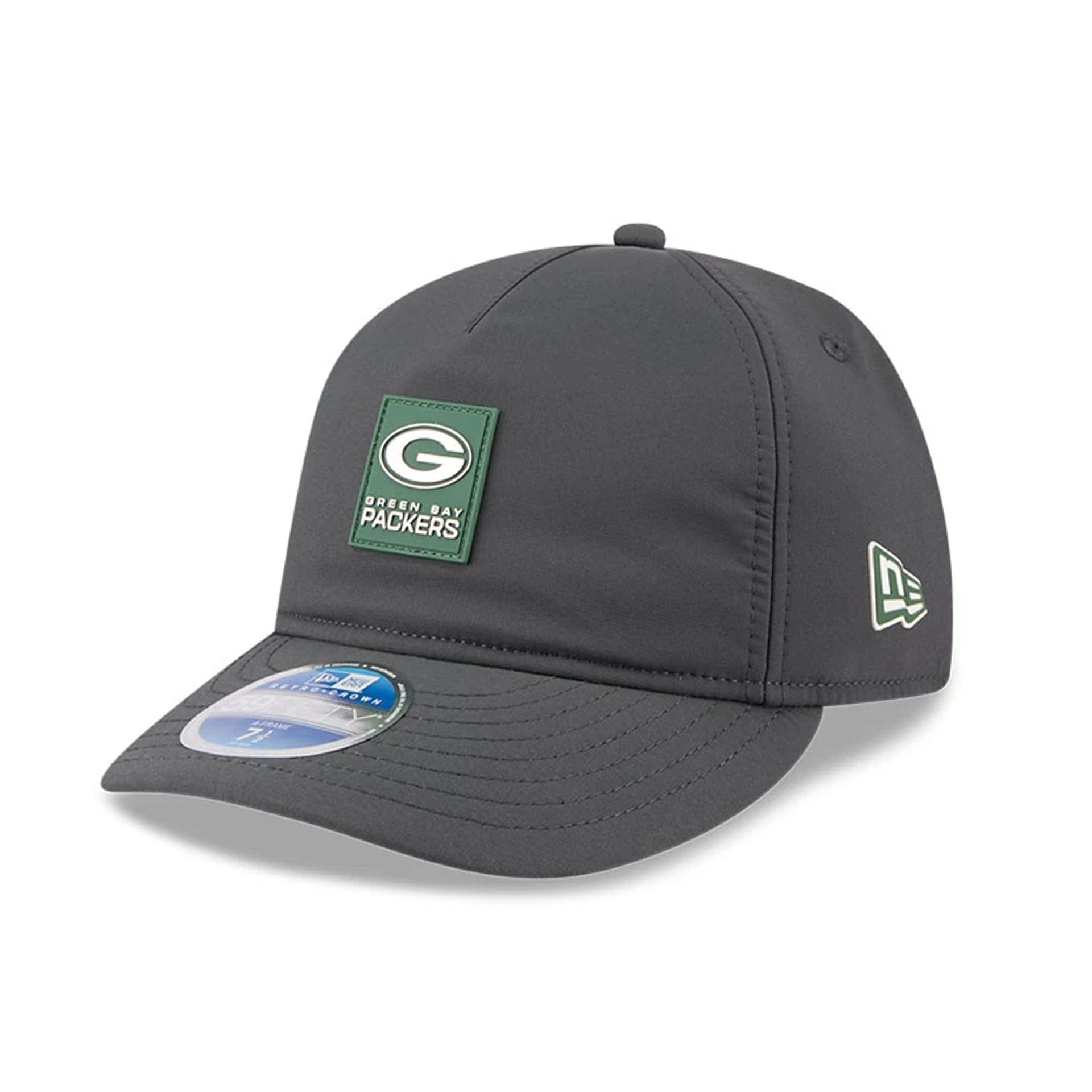 This is a Green Bay Packers NFL Sideline Charcoal Retro Crown 59FIFTY Fitted Cap 1