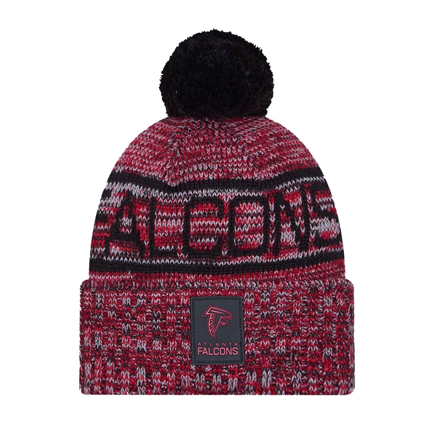 This is a Atlanta Falcons NFL Sideline 2025 Black Sport Knit Beanie Hat 1