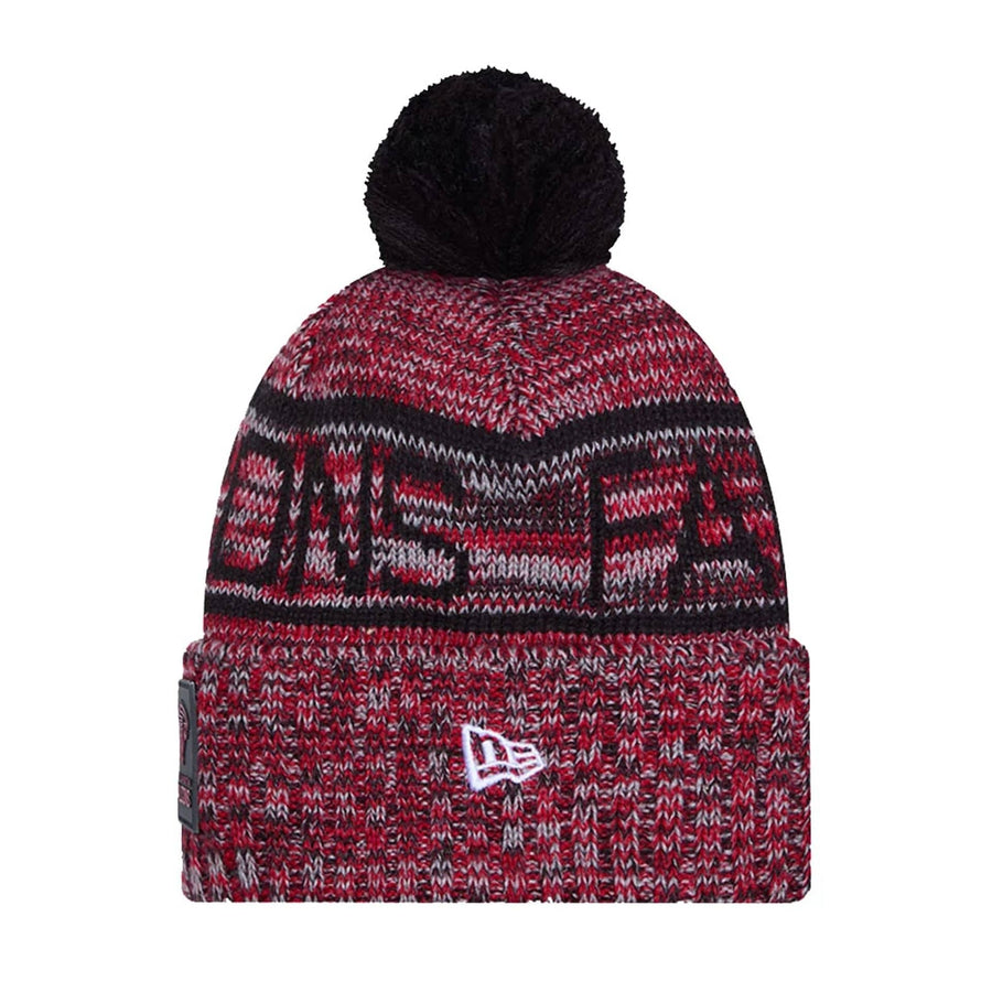 This is a Atlanta Falcons NFL Sideline 2025 Black Sport Knit Beanie Hat 2