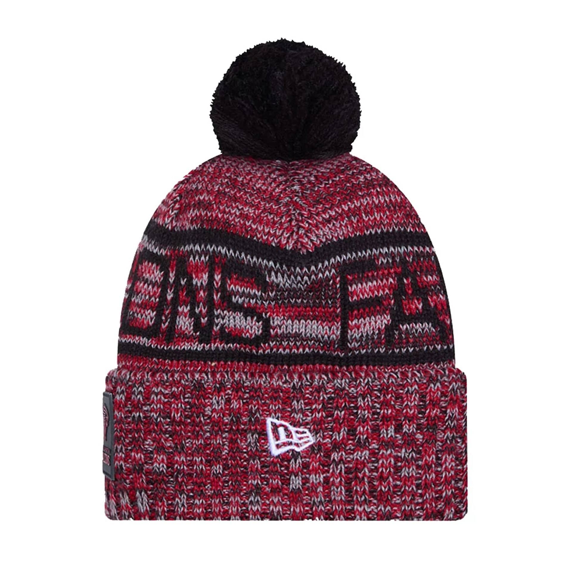 This is a Atlanta Falcons NFL Sideline 2025 Black Sport Knit Beanie Hat 2