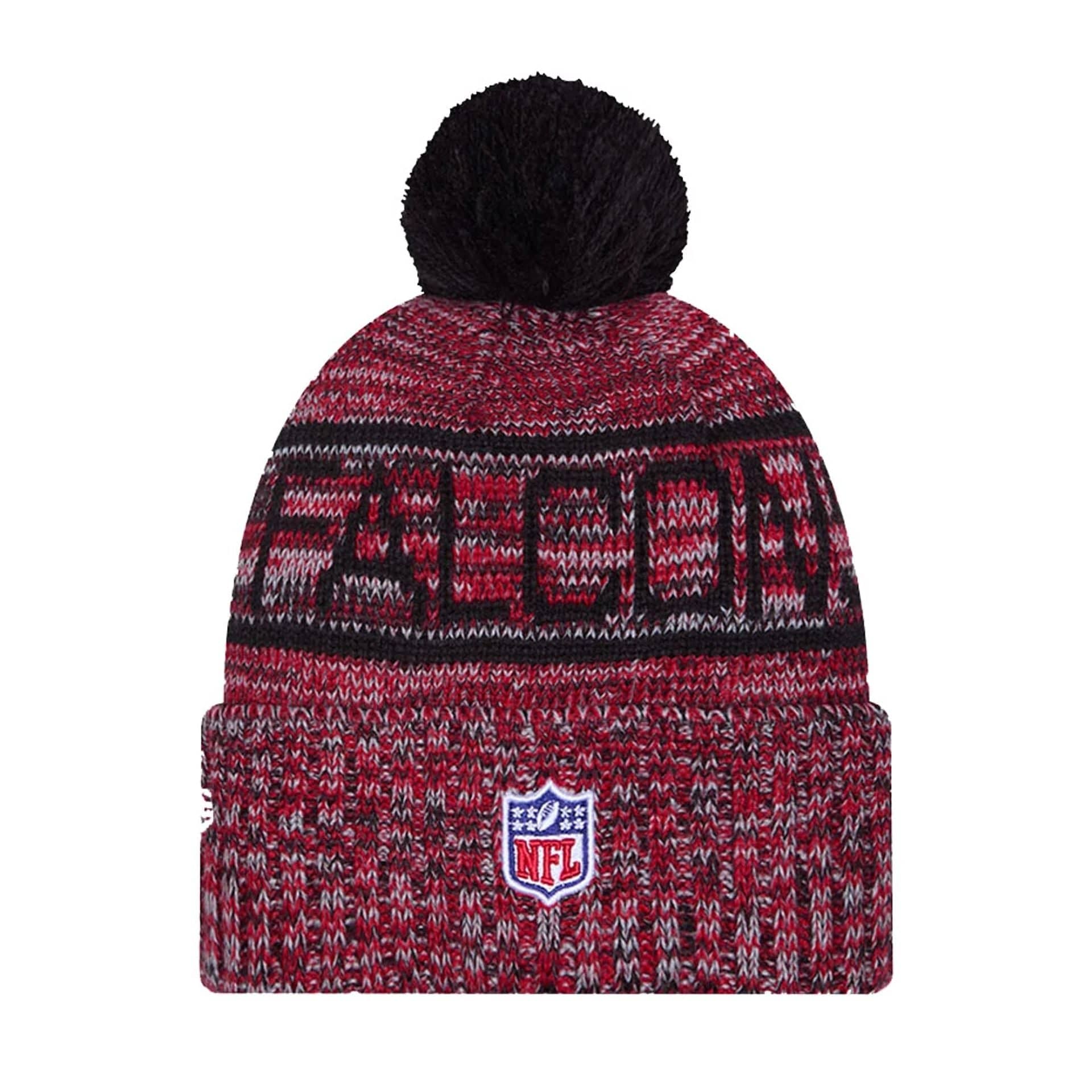 This is a Atlanta Falcons NFL Sideline 2025 Black Sport Knit Beanie Hat 3