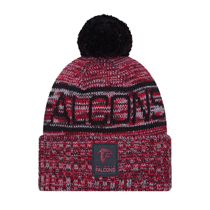 This is a Atlanta Falcons NFL Sideline 2025 Black Sport Knit Beanie Hat 1