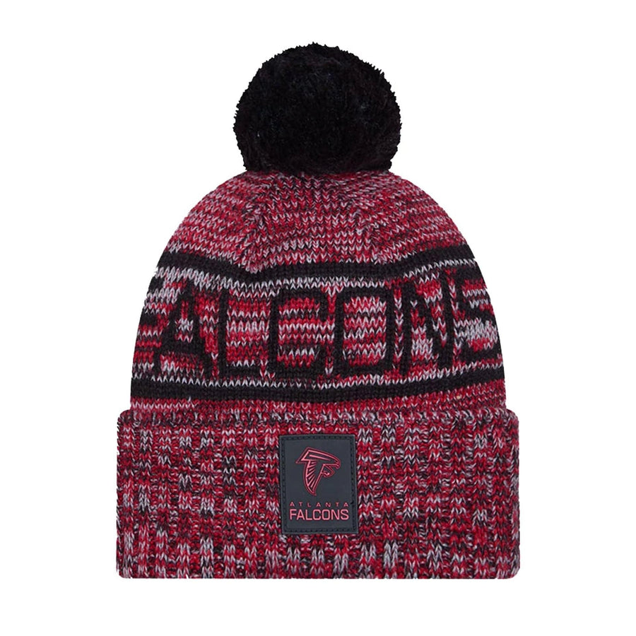 This is a Atlanta Falcons NFL Sideline 2025 Black Sport Knit Beanie Hat 1