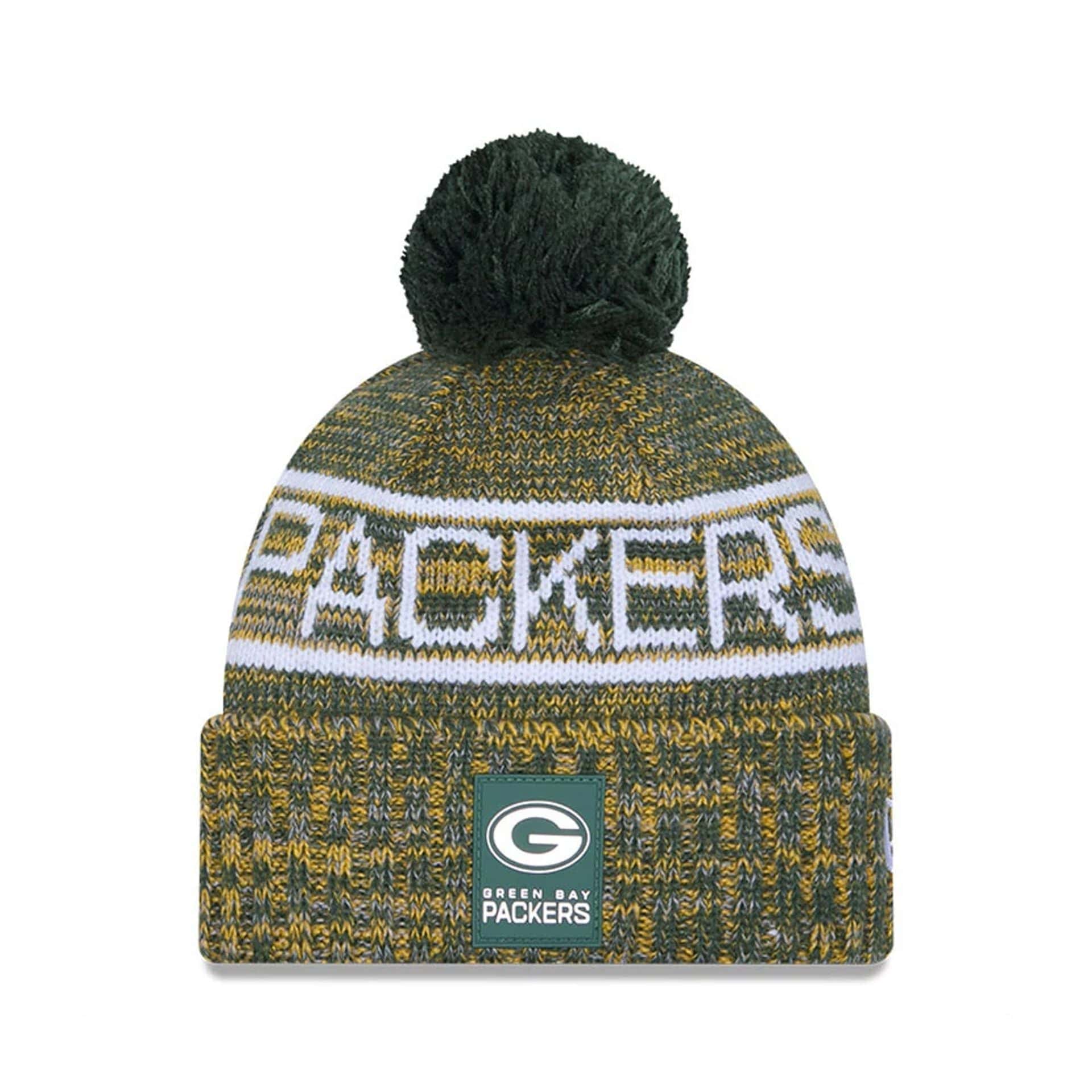 This is a Green Bay Packers NFL Sideline 2025 Dark Green Sport Knit Beanie Hat 1