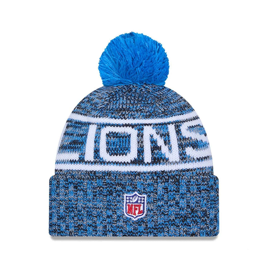 This is a Detroit Lions NFL Sideline 2025 Blue Sport Knit Beanie Hat 3