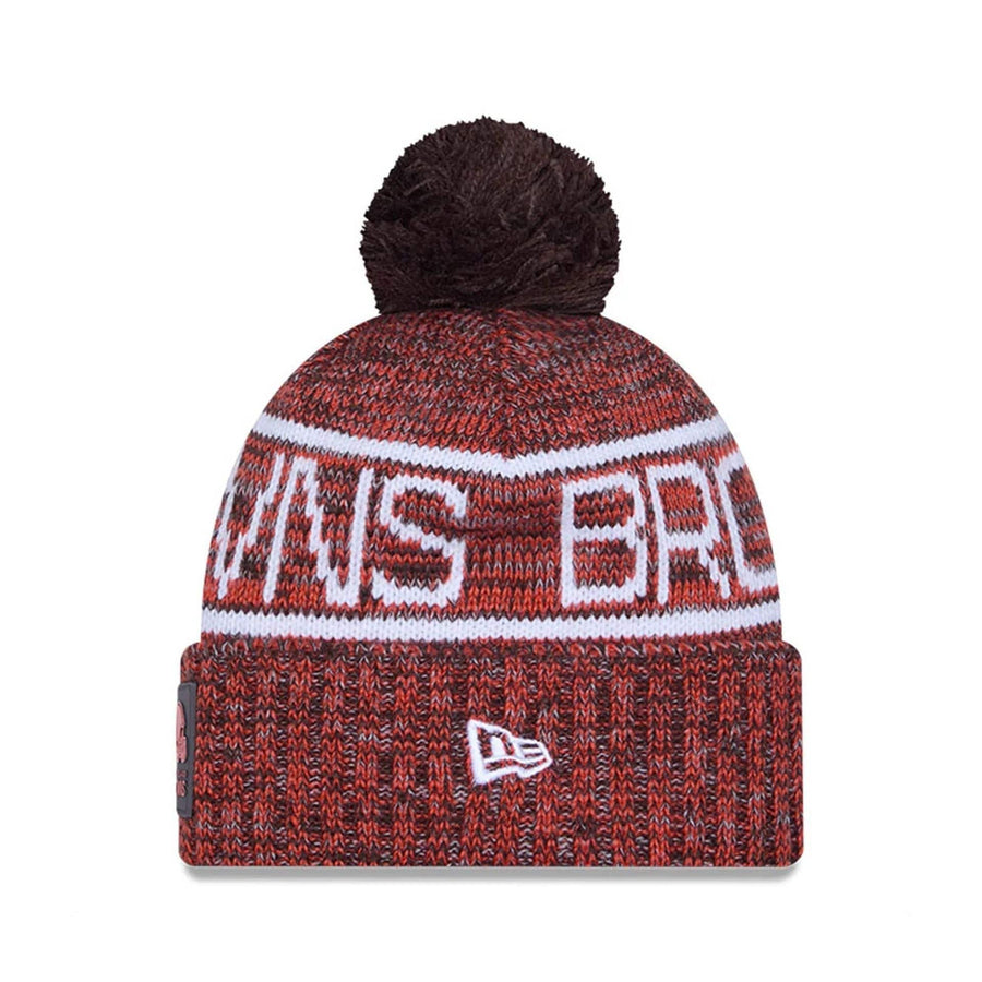 This is a Cleveland Browns NFL Sideline 2025 Dark Brown Sport Knit Beanie Hat 2