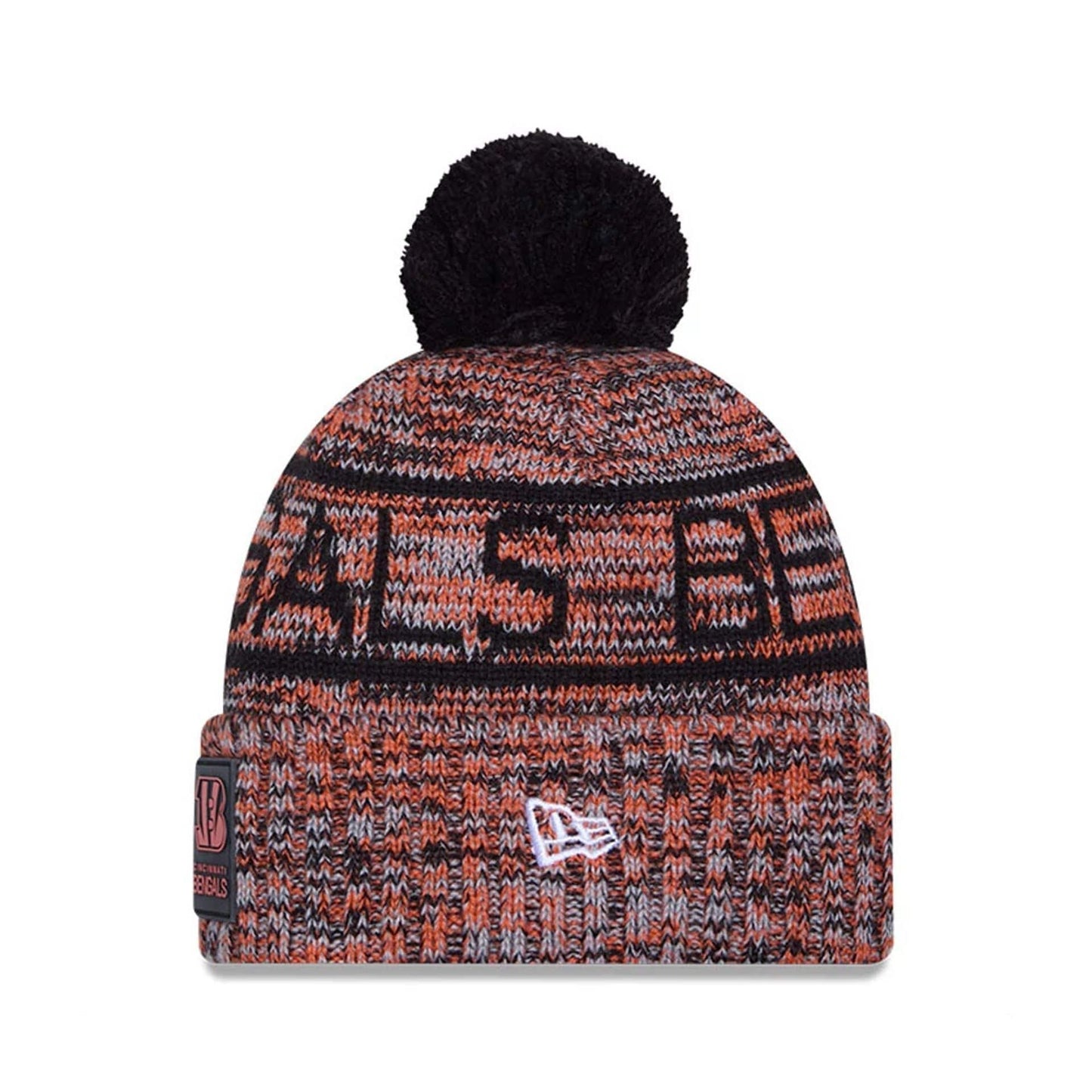 This is a Cincinnati Bengals NFL Sideline 2025 Black Sport Knit Beanie Hat 2