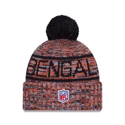 This is a Cincinnati Bengals NFL Sideline 2025 Black Sport Knit Beanie Hat 3