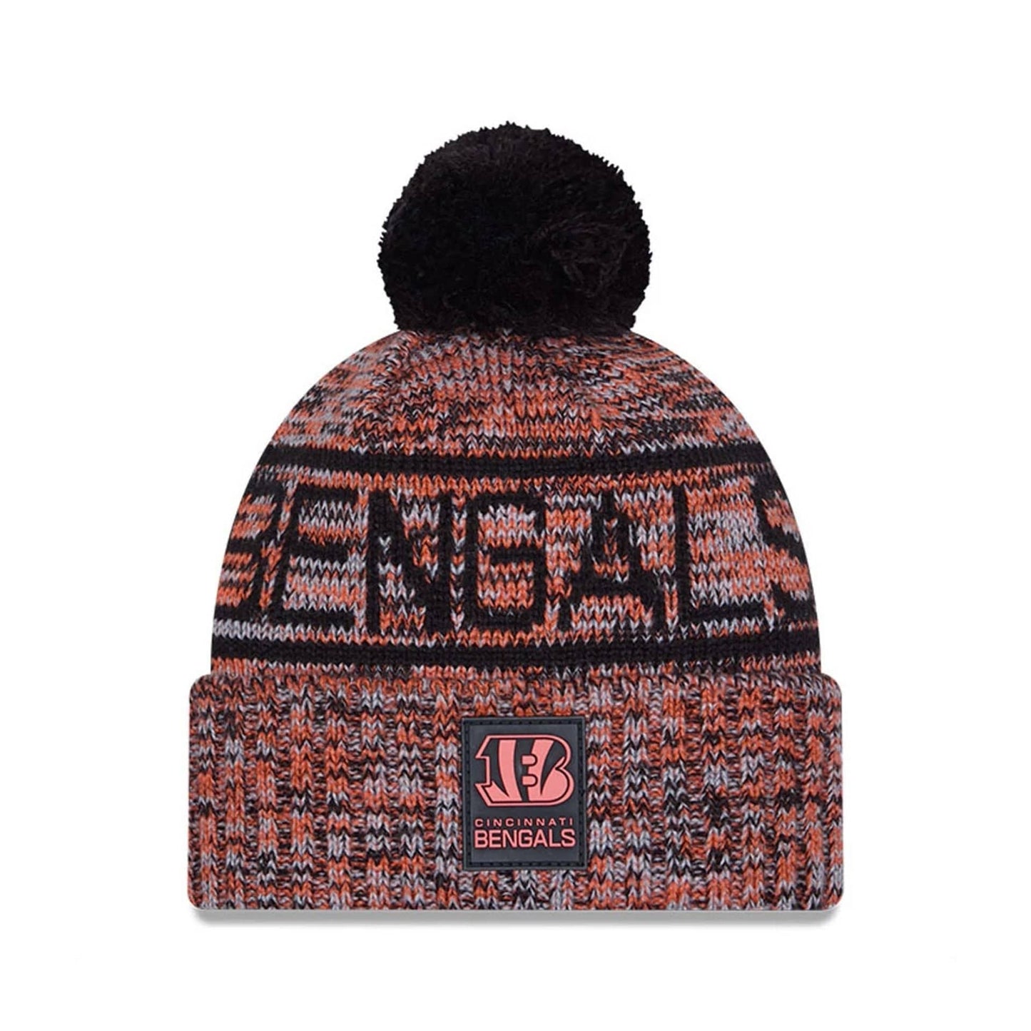 This is a Cincinnati Bengals NFL Sideline 2025 Black Sport Knit Beanie Hat 1