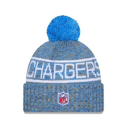 This is a LA Chargers NFL Sideline 2025 Blue Sport Knit Beanie Hat 3