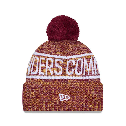 This is a Washington Commanders NFL Sideline 2025 Dark Red Sport Knit Beanie Hat 2