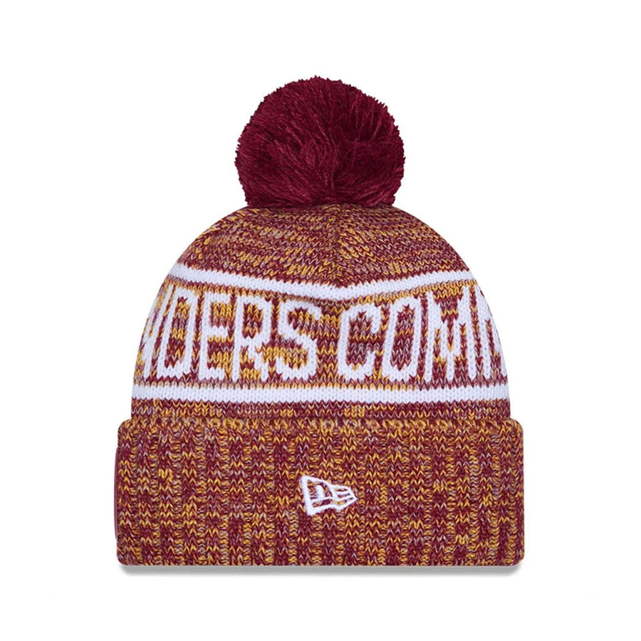 This is a Washington Commanders NFL Sideline 2025 Dark Red Sport Knit Beanie Hat 2