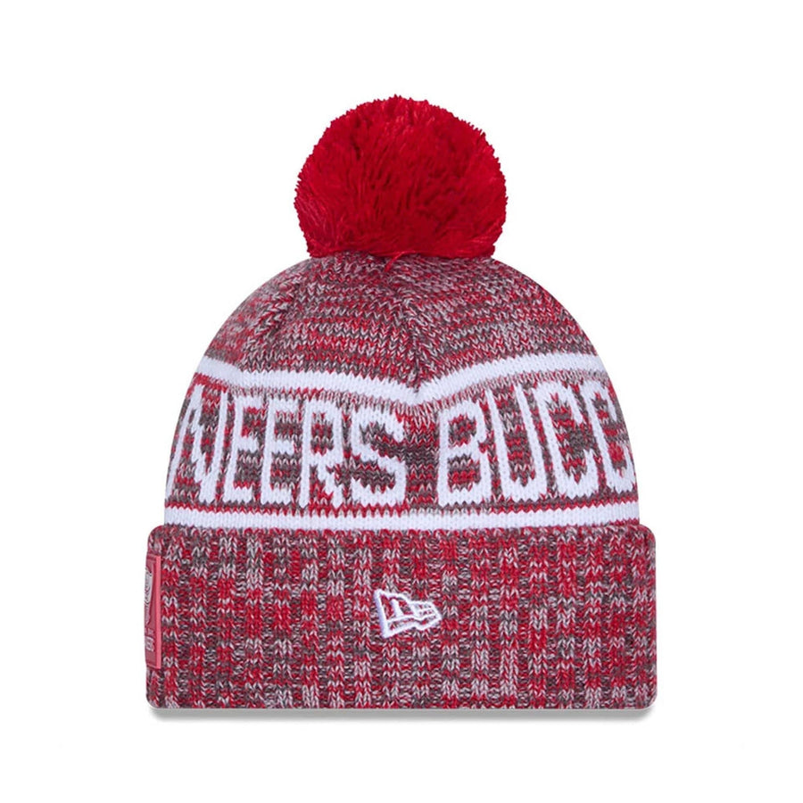 This is a Tampa Bay Buccaneers NFL Sideline 2025 Red Sport Knit Beanie Hat 2