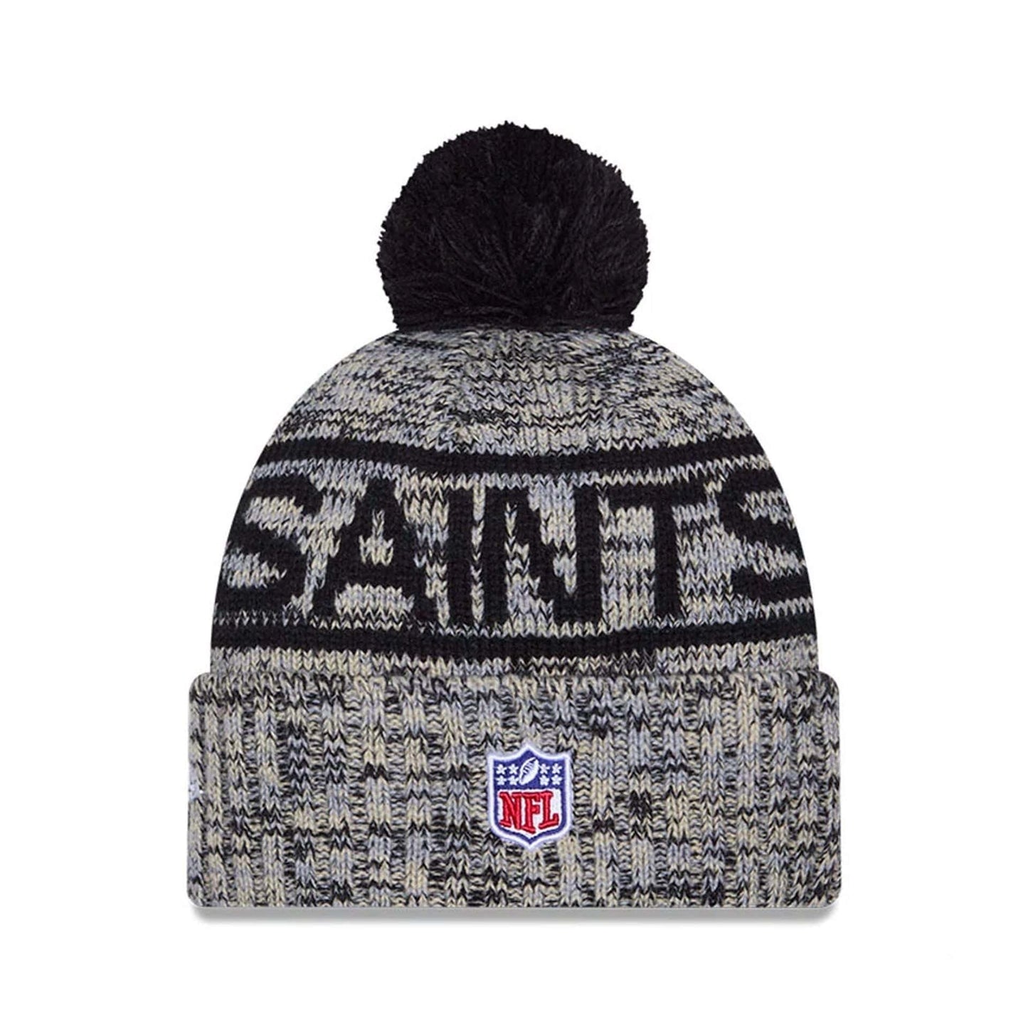 This is a New Orleans Saints NFL Sideline 2025 Black Sport Knit Beanie Hat 3