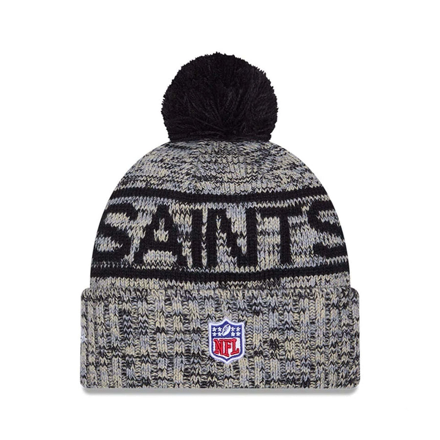 This is a New Orleans Saints NFL Sideline 2025 Black Sport Knit Beanie Hat 3