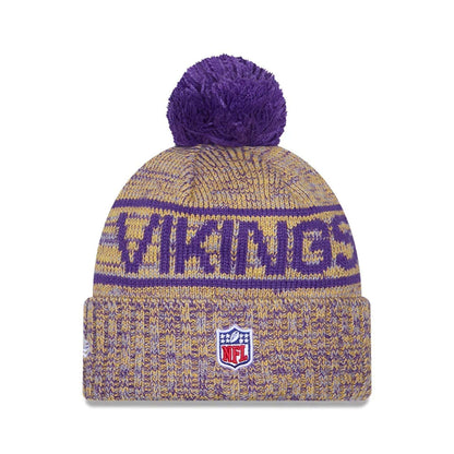 This is a Minnesota Vikings NFL Sideline 2025 Purple Sport Knit Beanie Hat 3