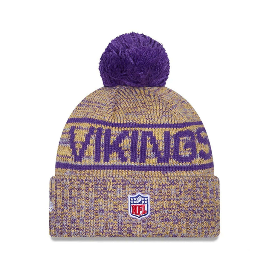 This is a Minnesota Vikings NFL Sideline 2025 Purple Sport Knit Beanie Hat 3