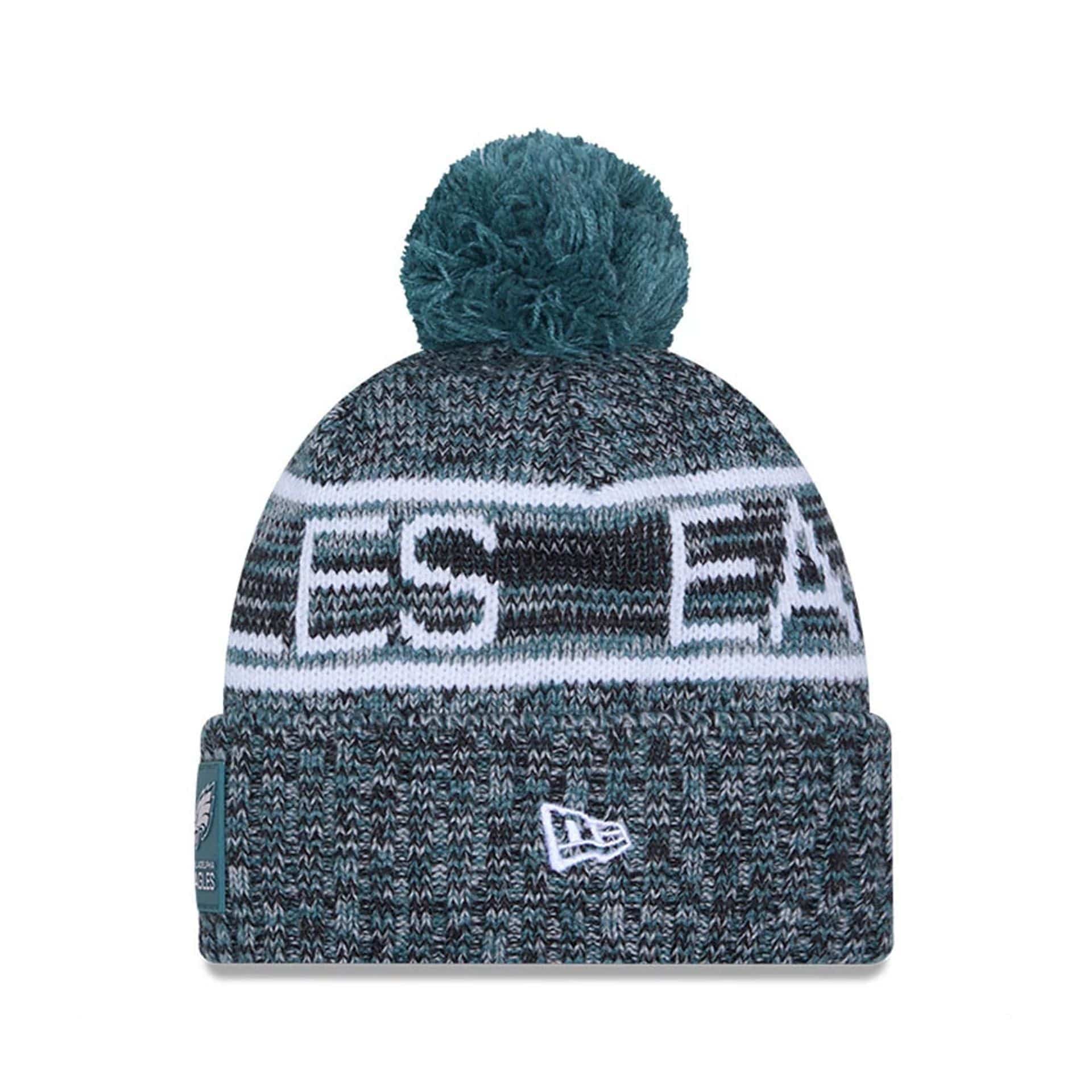 This is a Philadelphia Eagles NFL Sideline 2025 Dark Green Sport Knit Beanie Hat 2