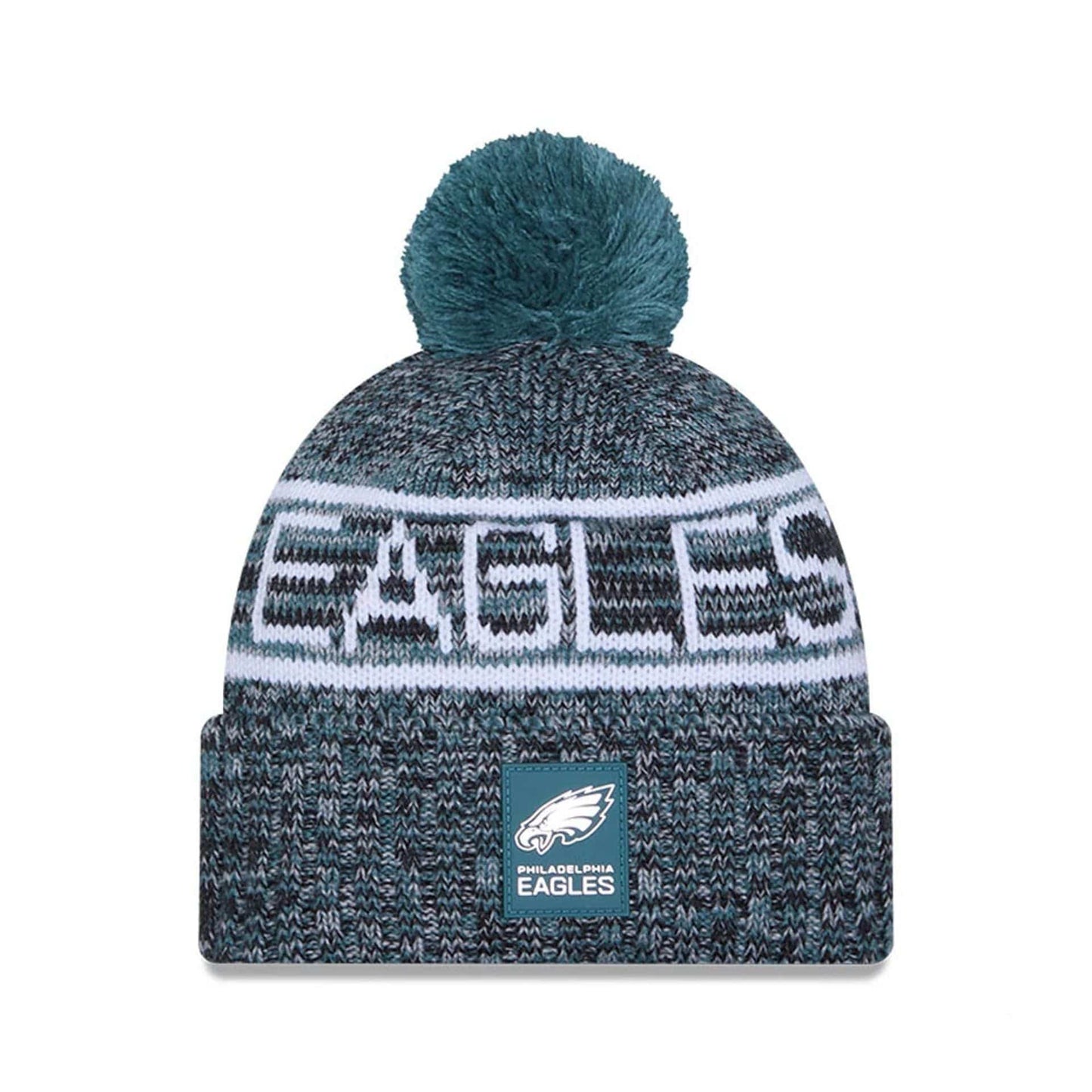 This is a Philadelphia Eagles NFL Sideline 2025 Dark Green Sport Knit Beanie Hat 1