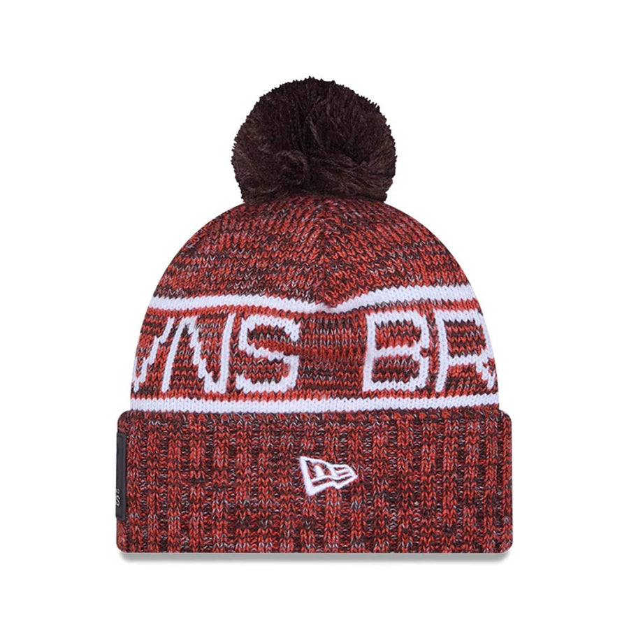 This is a Cleveland Browns NFL Sideline Dark Brown Sport Knit Beanie Hat 3