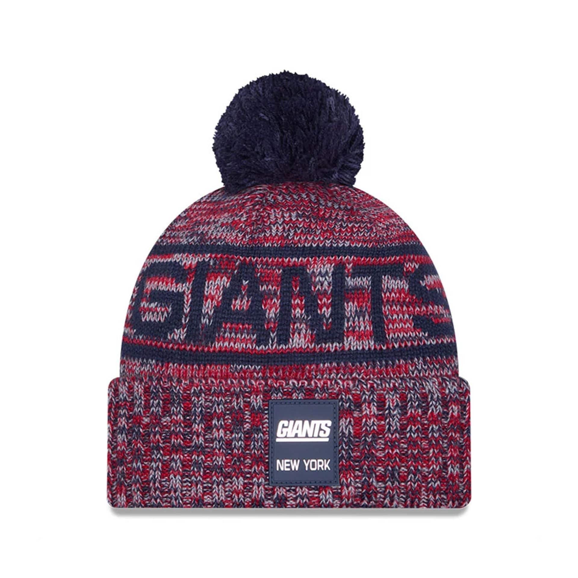 This is a New York Giants NFL Sideline Dark Blue Sport Knit Beanie Hat 1