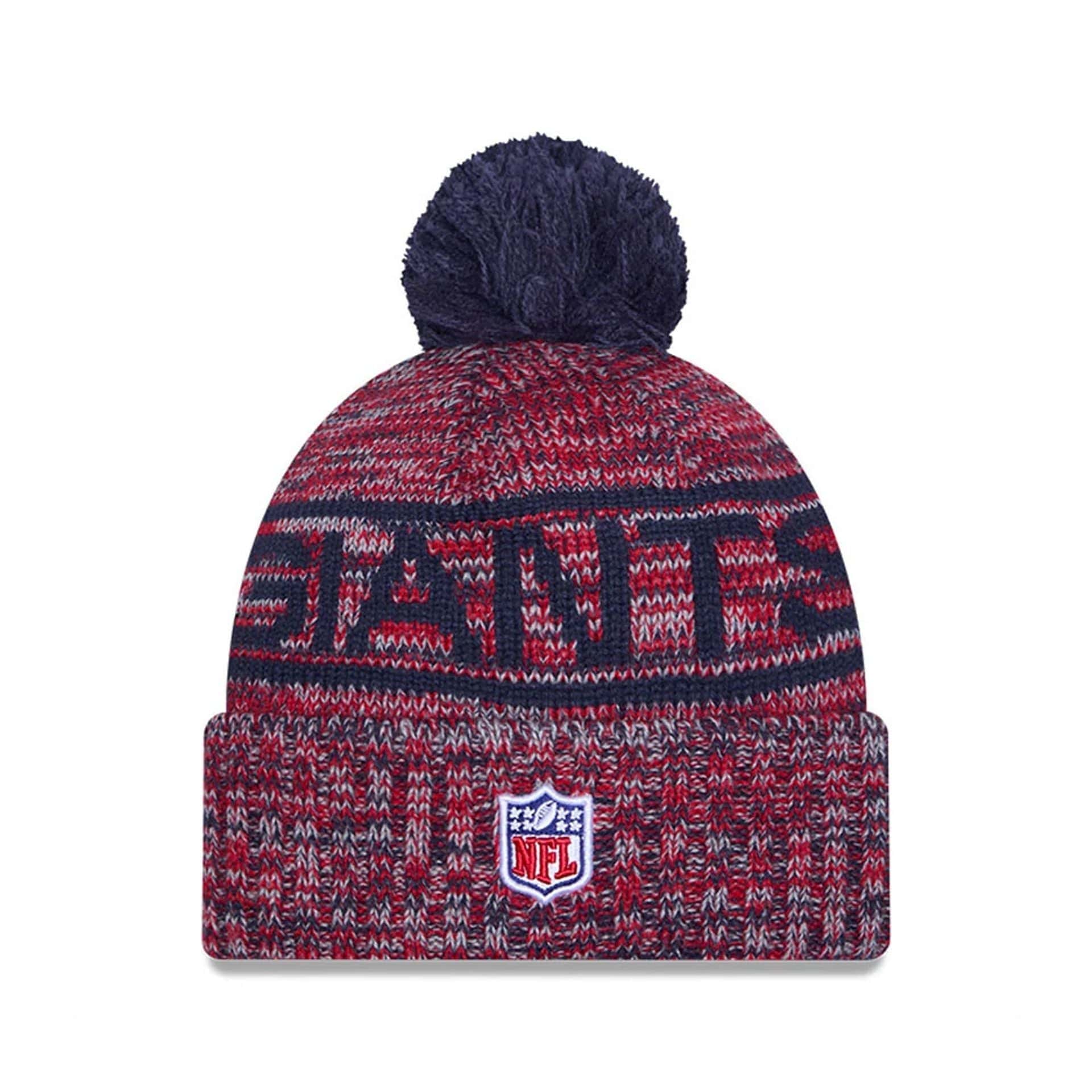 This is a New York Giants NFL Sideline Dark Blue Sport Knit Beanie Hat 2