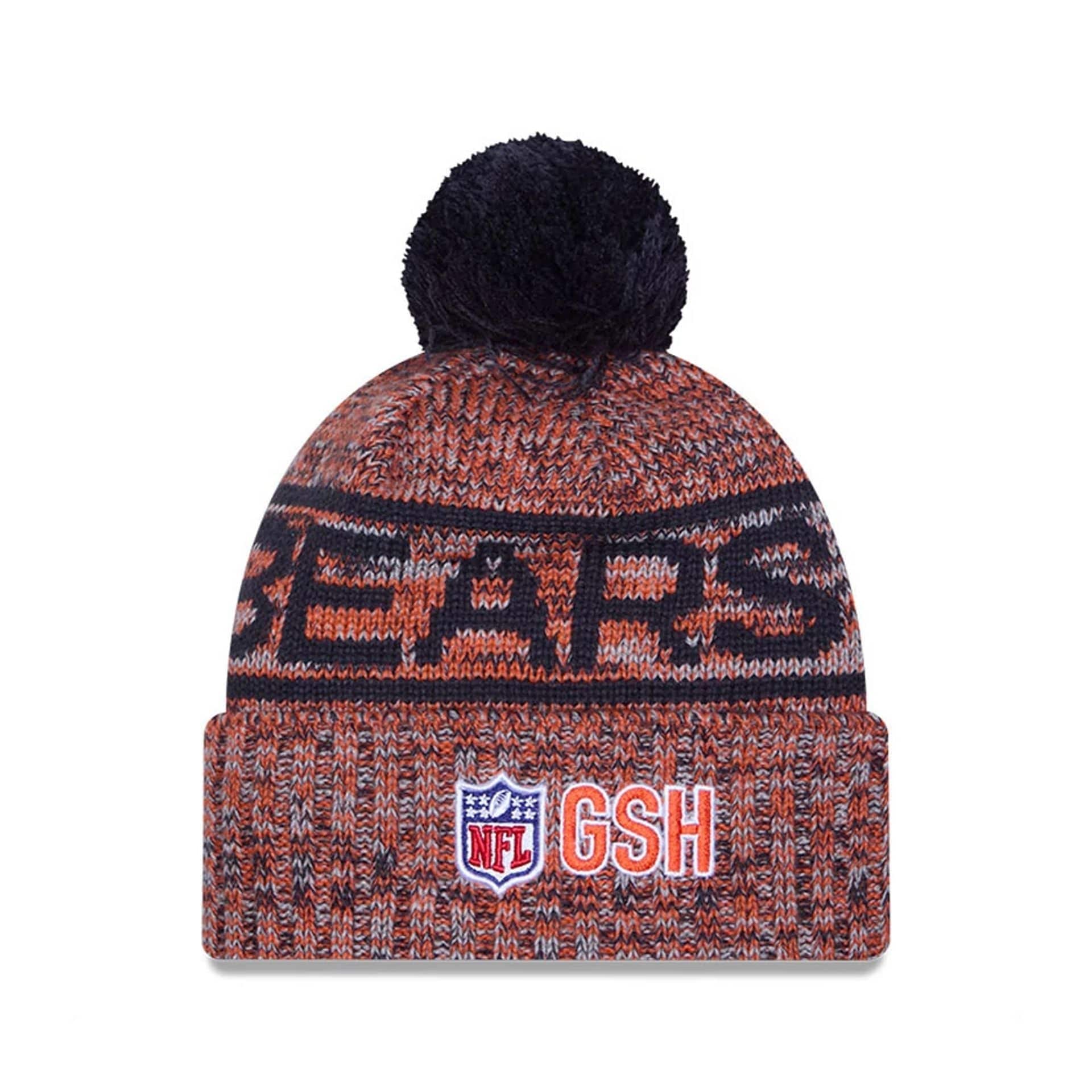 This is a Chicago Bears NFL Sideline Navy Sport Knit Beanie Hat 2