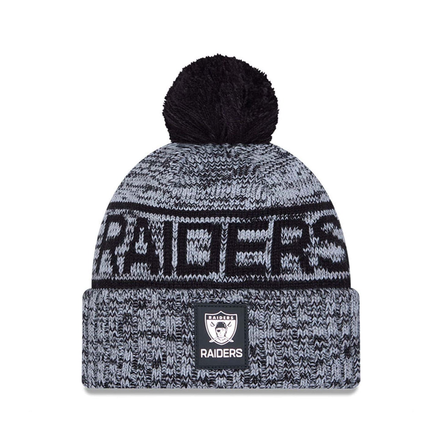 This is a Oakland Raiders NFL Sideline Grey Sport Knit Beanie Hat 1