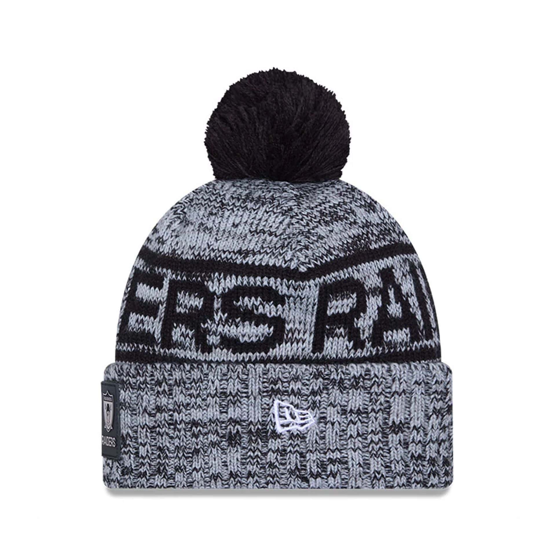 This is a Oakland Raiders NFL Sideline Grey Sport Knit Beanie Hat 2