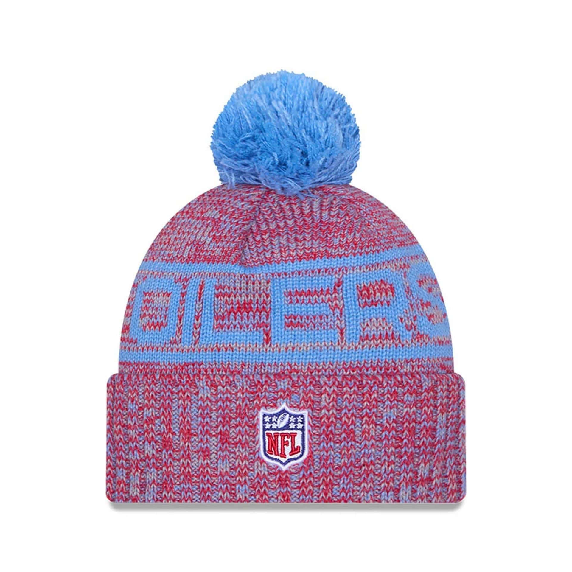 This is a NFL Oilers NFL Sideline Pastel Blue Sport Knit Beanie Hat 2